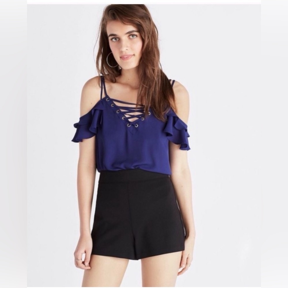 Express Cold Shoulder Chiffon Blouse